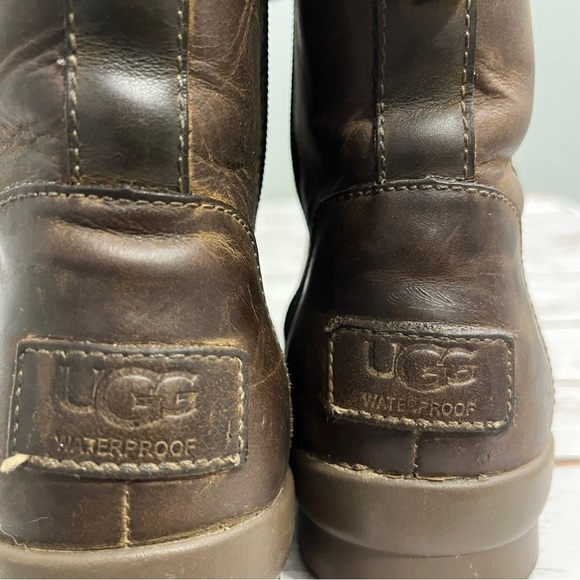 Ugg Brown Shearling-Lined Boots size  booties Ashbury brown leather lace up - Picture 7 of 12